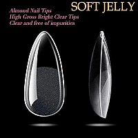 UNA GELLA Almond Fake Nails 216pcs Almond Press on Nails Pre-shape Almond Nails Tips for Full Cover Acrylic Almond Nails French False Nails For Nail Extension Nail Art, DIY Salon 12 Sizes Gelly Tips