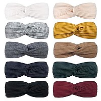 Dreshow 10 Pack Make Up Headbands For Women Knit Vintage Cross Elastic Head Wrap Hair Accessories