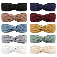 Dreshow 10 Pack Make Up Headbands For Women Knit Vintage Cross Elastic Head Wrap Hair Accessories