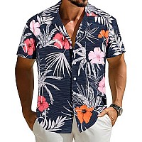 Aptro Mens Hawaiian Shirt 4 Way Stretch Floral Relaxed Fit Tropical Shirts F056 Xl