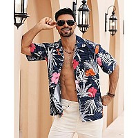 Aptro Mens Hawaiian Shirt 4 Way Stretch Floral Relaxed Fit Tropical Shirts F056 Xl