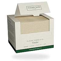 Clean Skin Club Bamboo Clean Towels XL, Award Winning Disposable Face Towel, Dry Makeup Removing Wipes, 100% Bamboo Fibers, Super Soft for Sensitive Skin, 50 Count