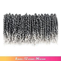 Toyotress Tiana Passion Twist Hair - 8 Inch 8 Pcs Ombre Gray Pre-Twisted Pre-Looped Passion Twists Crochet Braids Made Of Bohemian Hair Synthetic Braiding Hair Extension (8 Inch, T-Gray-8P)