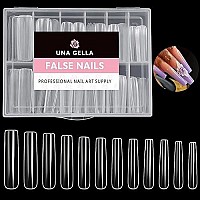 Una Gella Nail Tips Square Gel Nails Tips 216 Pcs No C Curve Nail Tips Xxl Extra Long Nail Tips Full Cover Square Straight Tips No C Curved Fake Nails Tapered Square Nails For Acrylic Nails For Salon Home Diy With Box