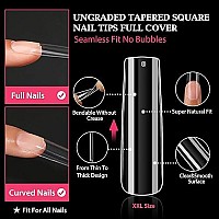 Una Gella Nail Tips Square Gel Nails Tips 216 Pcs No C Curve Nail Tips Xxl Extra Long Nail Tips Full Cover Square Straight Tips No C Curved Fake Nails Tapered Square Nails For Acrylic Nails For Salon Home Diy With Box