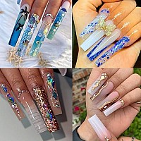 UNA GELLA Full Cover Nail Tips Square Gel Nails Tips 120 PCS No C Curve Nail Tips XXL Extra Long Nail Tips Full Cover Square Straight Tips No C Curved Fake Nails Tapered Square Nails For Acrylic Nails For Salon Home DIY with Box