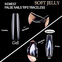 UNA GELLA Full Cover Nail Tips Square Gel Nails Tips 120 PCS No C Curve Nail Tips XXL Extra Long Nail Tips Full Cover Square Straight Tips No C Curved Fake Nails Tapered Square Nails For Acrylic Nails For Salon Home DIY with Box