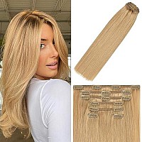 Clip In Hair Extensions Remy Hair Honey Blonde For Black Women 20Inch 70G Soft Clip Ins 27 7Pcs Gift For Women