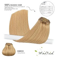 Clip In Hair Extensions Remy Hair Honey Blonde For Black Women 20Inch 70G Soft Clip Ins 27 7Pcs Gift For Women