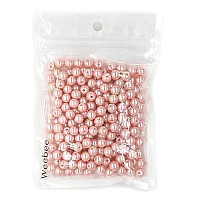 Weebee 200Pcs Glass Pearl Beads Assorted Colors Loose Spacer Round Czech Tiny Satin Luster Handcrafted Beading Assortments For Diy Craft Bracelets Beads For Jewelry Making (Light Siam Red, 8Mm)