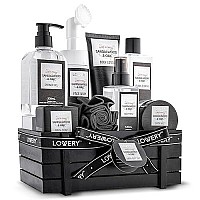 Fathers Day Gifts Spa Kit for Men - Sandalwood and Oak Scented Bath Gift Set and Shower Gift Basket With Face Wash & Brush, Shower Gel, Bubble Bath, Body Lotion, Body Mist, Handmade Soap, Salts & Puff