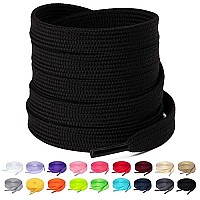 Olukssck 1 Pair Flat Shoe Laces For Sneakers, 25 Wide Athletic Shoelaces Black 63 Inch(160Cm)