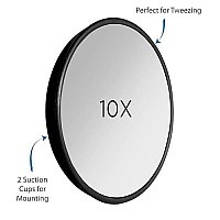 Zadro 3 Dia. Round 10-time Magnification Travel Mirror Compact Mirror Hand Mirror for Women Suction-Cup Shaving Mirror