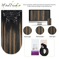 Clip In Hair Extensions Human Hair Balayage Natural Black To Chestnut Brown 18Inch 70G 1Bt6P1B 7Pcs