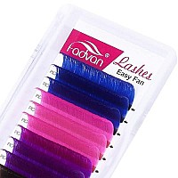 Color Lash Extension Volume Eyelash Extensions 007 D Curl 4Mixed Color Lash Tray Pink Purple Blue Brown Eyelash Extensions Colorful Eyelash Extensions 18Mm Self Fanning 2D-10D Lashes By Fadvan (18Mm)