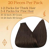 Full Shine Tape In Hair Extensions Human Hair 24 Inch Skin Weft Tape In Hair Extensions 40 Pcs Real Hair Extensions Color 2 Darkest Brown Seamless Tape Hair Extensions Human Hair 100 Gram