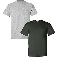 Gildan Mens Dryblend Workwear T-Shirts With Pocket, 2-Pack