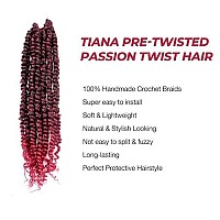 Toyotress Tiana Passion Twist Hair - 12 Inch 8 Packs Ombre Burgundy Pre-Twisted Passion Twist Crochet Braids Synthetic Braiding Hair Extension(12 Inch,T118-8P)