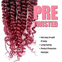 Toyotress Tiana Passion Twist Hair - 12 Inch 8 Packs Ombre Burgundy Pre-Twisted Passion Twist Crochet Braids Synthetic Braiding Hair Extension(12 Inch,T118-8P)