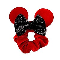 JOYFISCO 3 Pack Mouse Ears Scrunchies Velvet Hair Scrunchies Sequin Bows Hair Ties Hair Bands Ponytail Holder Hair Accessories for Women Girls Adult Kids