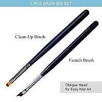 French Brush For Nails Oblique Head French Tip Nail Art Design Pen & Manicure Clean-Up Brushes Uv Gel Acrylic Painting Drawing Pen Set,Black Handle & Fine Hair, Nb113