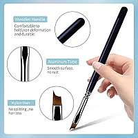 French Brush For Nails Oblique Head French Tip Nail Art Design Pen & Manicure Clean-Up Brushes Uv Gel Acrylic Painting Drawing Pen Set,Black Handle & Fine Hair, Nb113