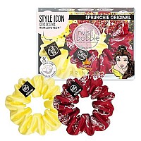 Invisibobble Sprunchie Spiral Hair Ring - Disney Princess Belle- 2 Pack- Scrunchie Stylish Bracelet, Strong Elastic Grip Coil Accessories For Women - Gentle For Girls Teens And Thick Hair