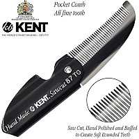 Kent 87T Combo Handmade Folding Pocket Comb For Men, Fine Tooth Hair Comb Straightener For Everyday Grooming Styling Hair, Beard Or Mustache, Use Wet Or Dry, Saw Cut Hand Polished, Made In England