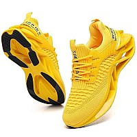 Skdoiul Men Sport Running Sneakers Tennis Athletic Walking Shoes Mesh Breathable Comfort Fashion Runner Gym Jogging Shoes Yellow Size 7