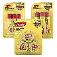 Carmex Medicated Lip Balm Variety Pack, Lip Moisturizer for Dry, Chapped Lips: Carmex Classic Sticks 0.15oz, 3 count, Carmex Classic Tubes 0.35oz, 3 count, Carmex Classic Jars 0.25oz, 3 count