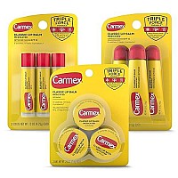 Carmex Medicated Lip Balm Variety Pack, Lip Moisturizer for Dry, Chapped Lips: Carmex Classic Sticks 0.15oz, 3 count, Carmex Classic Tubes 0.35oz, 3 count, Carmex Classic Jars 0.25oz, 3 count