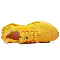 Skdoiul Men Sport Running Sneakers Tennis Athletic Walking Shoes Mesh Breathable Comfort Fashion Runner Gym Jogging Shoes Yellow Size 10