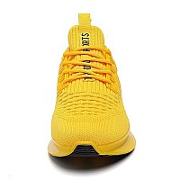 Skdoiul Men Sport Running Sneakers Tennis Athletic Walking Shoes Mesh Breathable Comfort Fashion Runner Gym Jogging Shoes Yellow Size 10