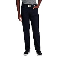 Haggar Mens Iron Free Premium Khaki Straight Fit Flat Front Flex Waist Casual Pant, Black Onyx, 32 X 32