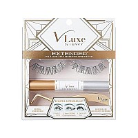 Vluxe By Ienvy Extended Collection: Diy Lash Extension Starter Kit With 10 Natural Lengthening Extended Clusters, Applicator And Bond & Seal - Eye Lifting Effect, Feather Light Reusable Lash With Super Thin Microbands