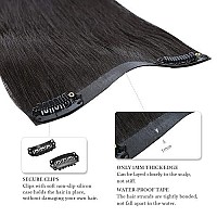 Hotbanana Seamless Clip In Hair Extensions 14 Inch 130G 7Pcs Natural Black Clip In Remy Human Hair Extensions Straight Hair Invisible Pu Skin Weft