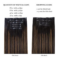 Hotbanana Seamless Clip In Hair Extensions 16 Inch 130G 7Pcs Dark Brown Mixed Chestnut Brown Clip In Remy Human Hair Extensions Straight Hair Invisible Pu Skin Weft