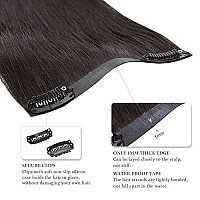 Hotbanana Seamless Clip In Hair Extensions 14 Inch 130G 7Pcs Dark Brown Clip In Remy Human Hair Extensions Straight Hair Invisible Pu Skin Weft