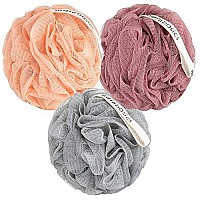 Mainbasics Bath Shower Loofah Sponge Pouf Body Wash Scrubber (Set Of 3)