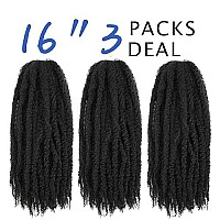 Ayana Marley Hair 3 Packs Marley Twist Braiding Hair Marley Braiding Hair For Faux Locs Crochet Hair 16Inch Long Afro Synthetic Hair Extensions (16 Inch-3 Pack, 1B)