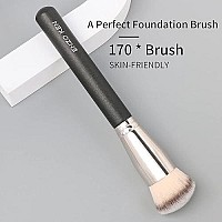 Dense Powder Foundation Brush By Enzo Ken, Angled Domed Cream Contour Brush, Flawless Large Round Slanted Bronzer Brush- Liquid Blush Concealer Blending, Highlighting Stippling Foundation Makeup Brush (170-L-Black)