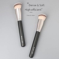 Dense Powder Foundation Brush By Enzo Ken, Angled Domed Cream Contour Brush, Flawless Large Round Slanted Bronzer Brush- Liquid Blush Concealer Blending, Highlighting Stippling Foundation Makeup Brush (170-L-Black)