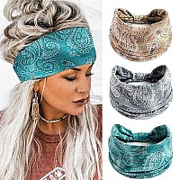 Aceorna Boho Bandeau Headbands Wide Knot Hair Scarf Floral Printed Hair Band Elastic Turban Thick Head Wrap Stretch Fabric Cotton Head Bands Thick Fashion Hair Accessories For Women (Popular)