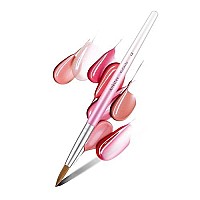 Aokitec -100 Kolinsky Acrylic Nail Brush 12 Oval Crimped Sable Acrylic Brush Wood Nail Art Brush For Acrylic Application Manicure Tool(Pink)