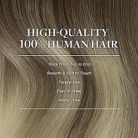 Goo Goo Hair Extensions Clip In Human Hair 20 Inch 120G 7Pcs Ombre Ash Brown To Platinum Blonde Real Clip In Hair Extensions Natural Remy Hair Straight