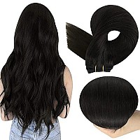 Full Shine Weft Hair Extensions Human Hair Natural Black 18 Inch 105G Sew In Hair Extensions Real Human Hair Straight Natural Weave Real Hair Extensions Full Head