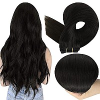 Full Shine Weft Hair Extensions Human Hair Natural Black 18 Inch 105G Sew In Hair Extensions Real Human Hair Straight Natural Weave Real Hair Extensions Full Head