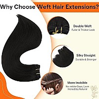 Full Shine Weft Hair Extensions Human Hair Natural Black 18 Inch 105G Sew In Hair Extensions Real Human Hair Straight Natural Weave Real Hair Extensions Full Head