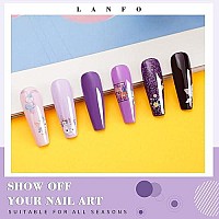 Lanfo Purple Glitter Gel Nail Polish Set, 6 Colors Gel Polish Set Purple Gel Nail Polish Uv Led Soak Off Diy Nail Art Manicure At Home