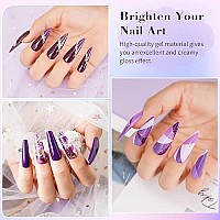 Lanfo Purple Glitter Gel Nail Polish Set, 6 Colors Gel Polish Set Purple Gel Nail Polish Uv Led Soak Off Diy Nail Art Manicure At Home